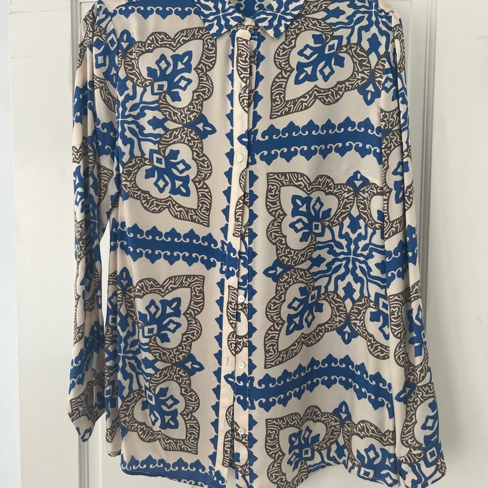 J.MCLAUGHLIN Silk Print Blouse. Sz M.  As New Condition